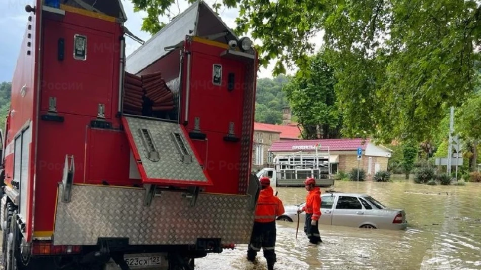 Сильные и продолжительные дожди стали причиной выхода из своего русла реки Мацеста в Сочи. Подтоплены жилые дома, пляжи закрыты.